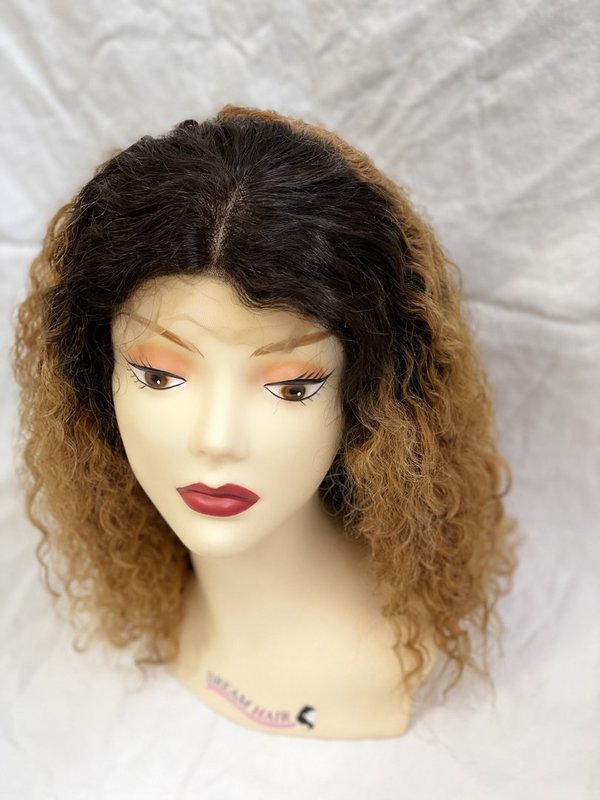 Echthaar Perücke - Brazilian Virgin Remi - 100% Human Hair - Deep Wave - Länge: 12" - Farbe: T1B/30
