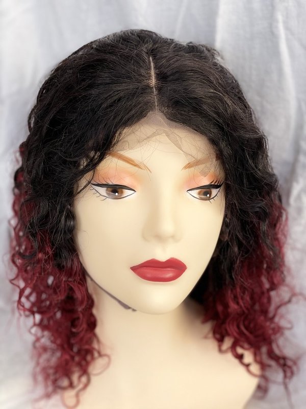 Echthaar Perücke - Brazilian Virgin Remi - 100% Human Hair - Deep Wave - Länge: 10" - Farbe: T1B/99J