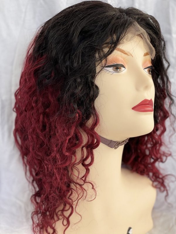 Echthaar Perücke - Brazilian Virgin Remi - 100% Human Hair - Deep Wave - Länge: 10" - Farbe: T1B/99J